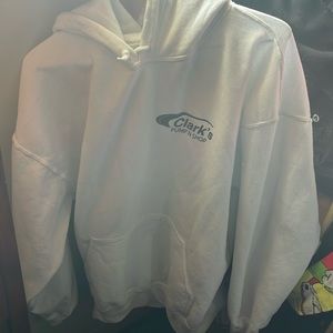 White Clark’s pump n shop hoodie